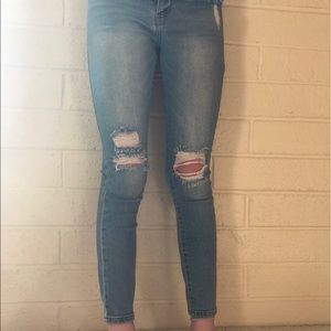 Distressed Brie High Rise ankle skinny jeans